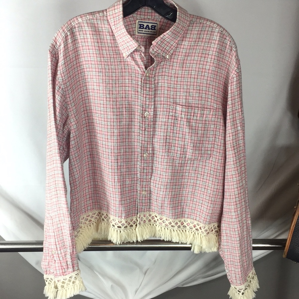 Linen Shirt with Fringe Detailing